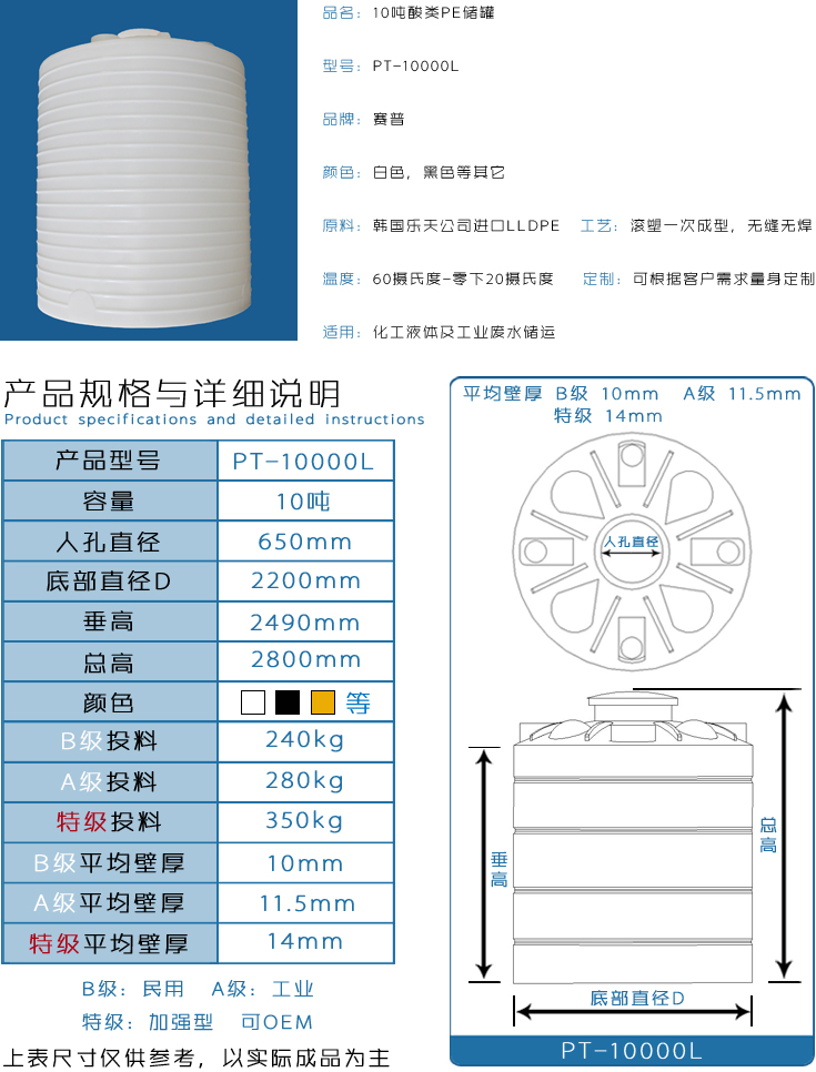 10吨酸类PE储罐